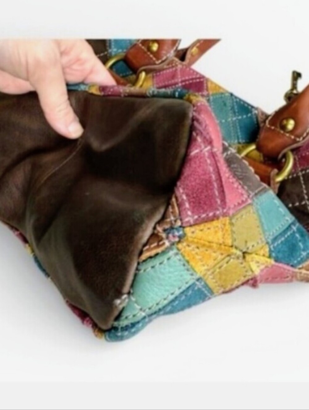 Fossil Patchwork Bag No Shoulder Strap 10"X11" - Picture 5 of 7